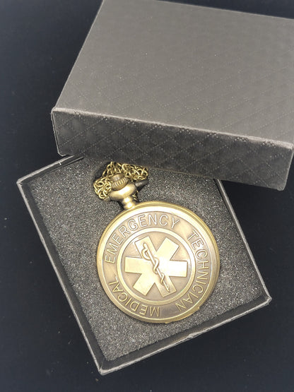 Full Hunter Bronze EMT Pocket Watch | Gift Box Included