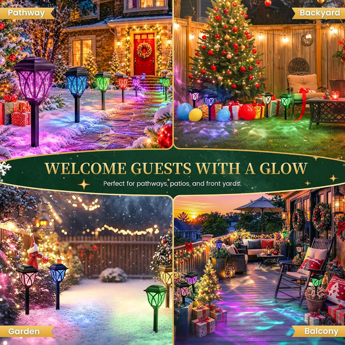 Solar Christmas Outdoor Multicolor Pathway Lights
