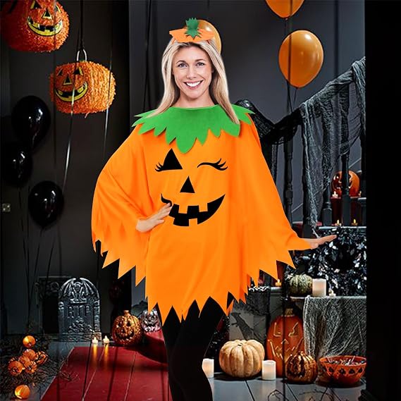 3 PCS Pumpkin Costume for Women,Halloween Costumes for Women Adult