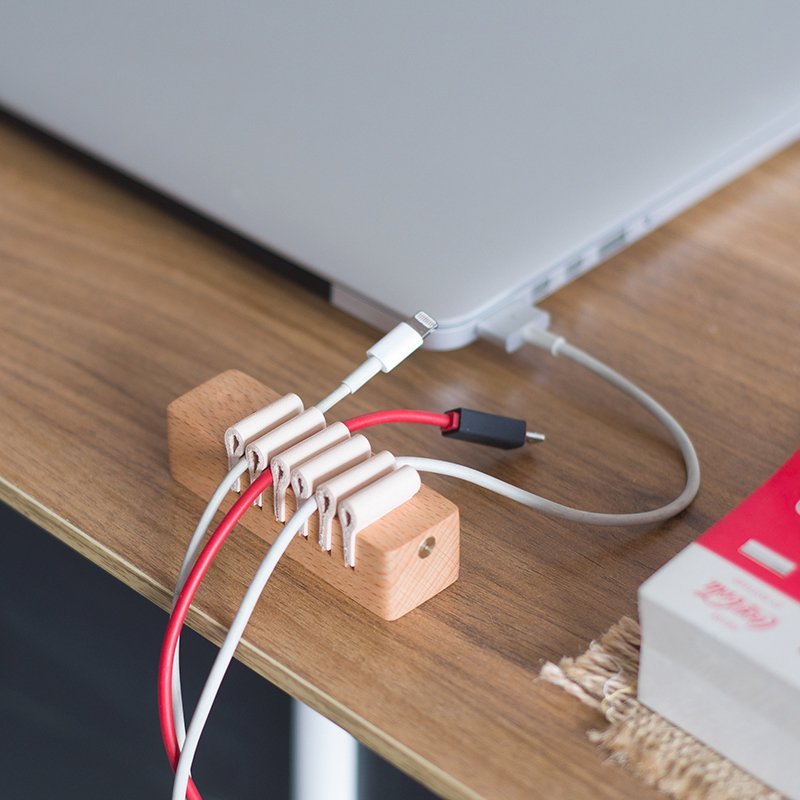 Wooden Genuine leather Cable Manager