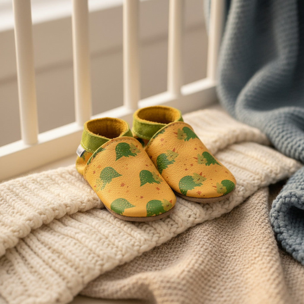 Leather Baby Shoes - Jagger Yellow - Inch Blue