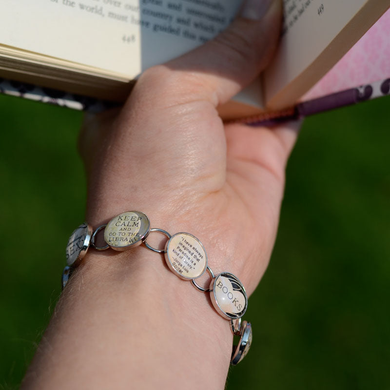 I Love Gardening - Glass Charm Bracelet with Garden Spade Charm