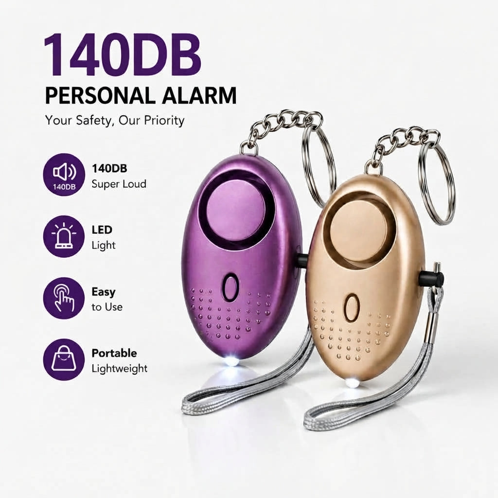 Personal Alarm Keychain for Women, 2-Pack with LED Light