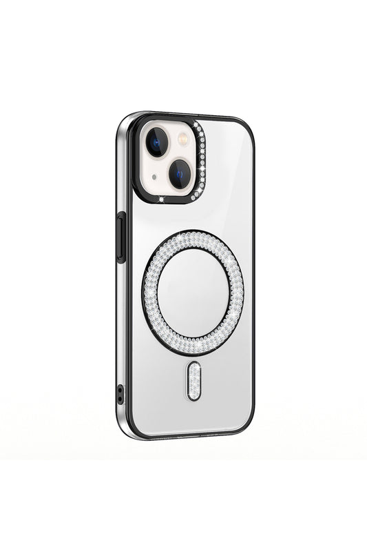 iPhone 15 Case Karetta Diamond Stone Patterned Magsafelid Cover