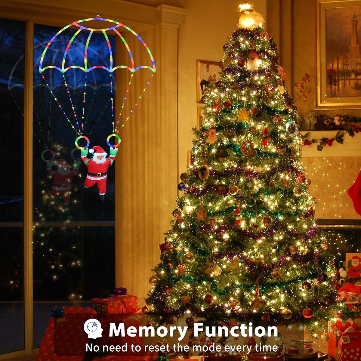 2.8FT Christmas Parachute Lights with Santa