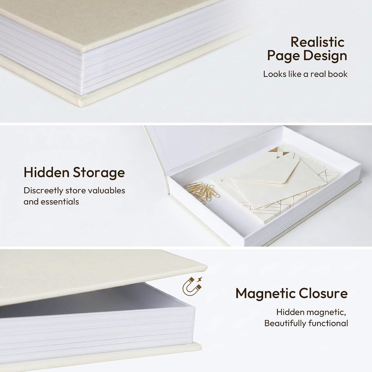Decorative Storage Books Set of 2, Linen Cover, White & Green