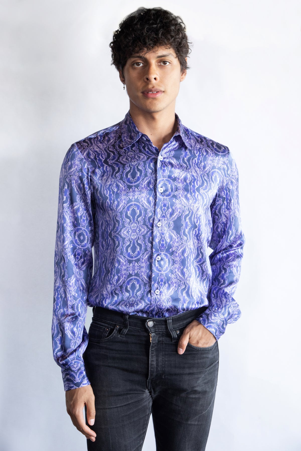 HYPNOTIC PURPLE 100% SILK SHIRT