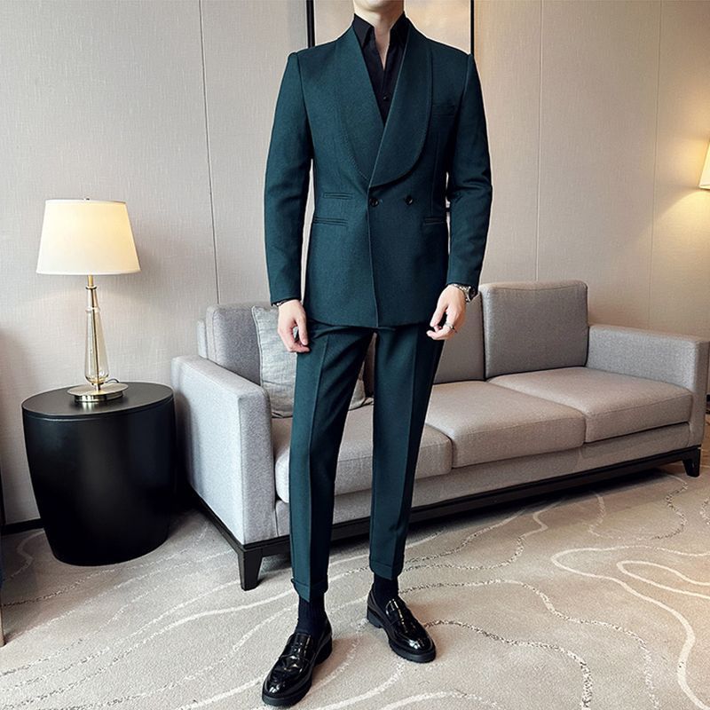RoyalElite™ Men's Suit – Double-Breasted Business Elegance