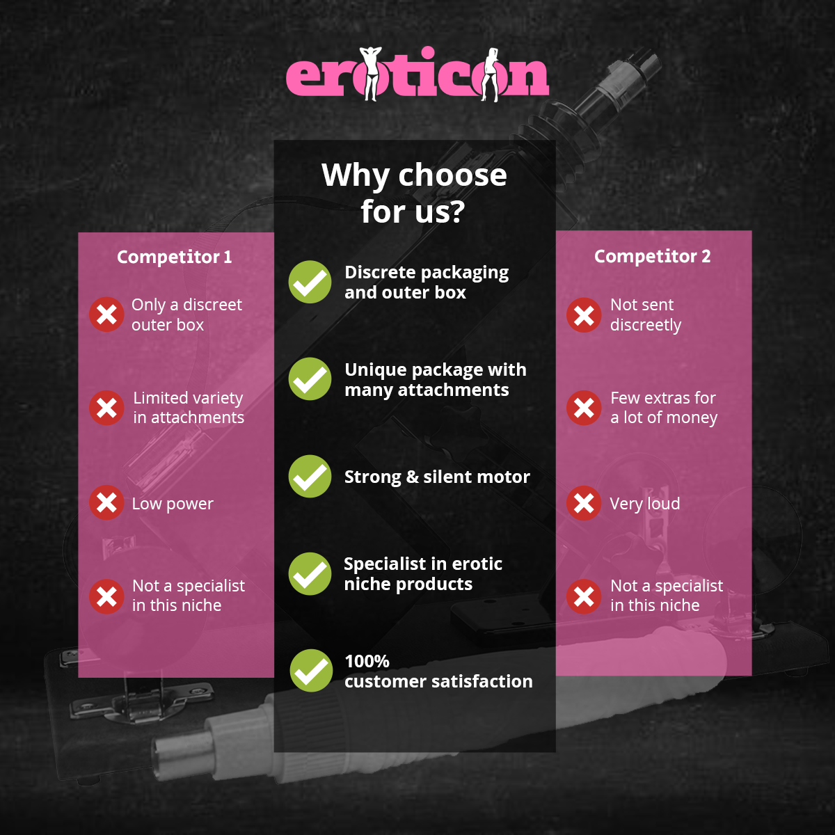 Khalifa Sex machine by Eroticon with 8 attachments