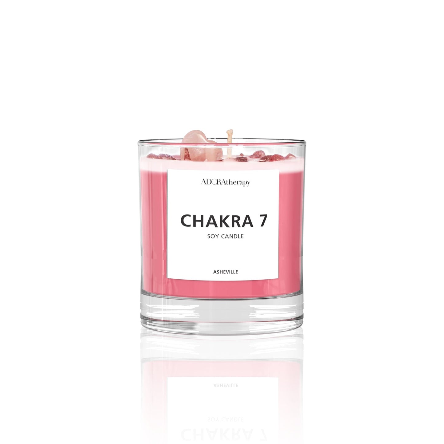 Chakra 7 Strawberry Quartz Gemstone Candle