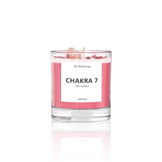 Chakra 7 Strawberry Quartz Gemstone Candle