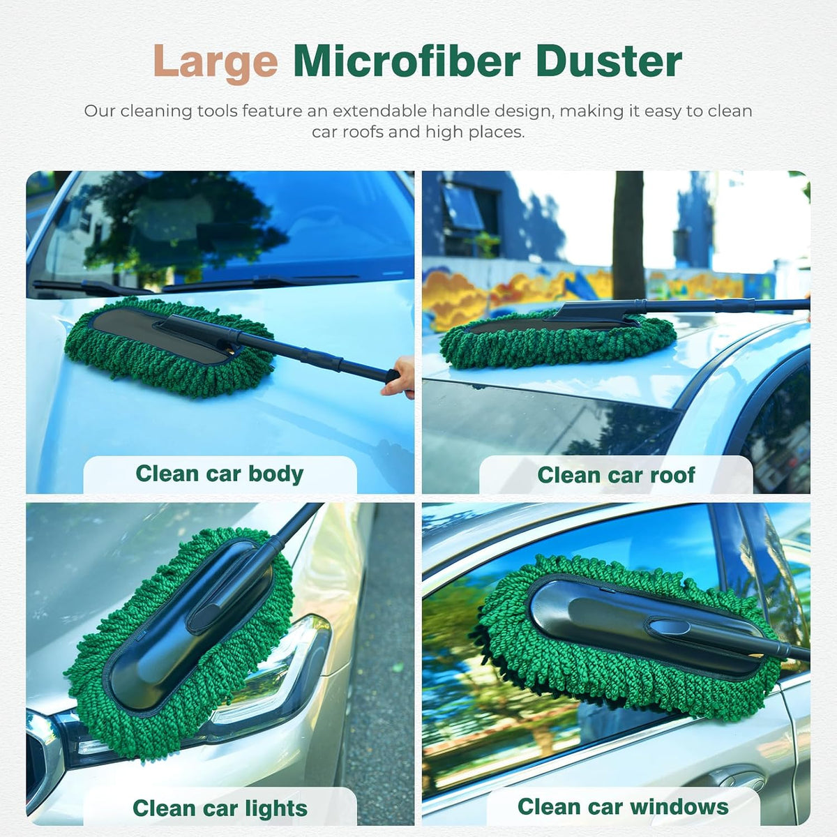 Extendable Car Windshield Cleaner – Microfiber Duster