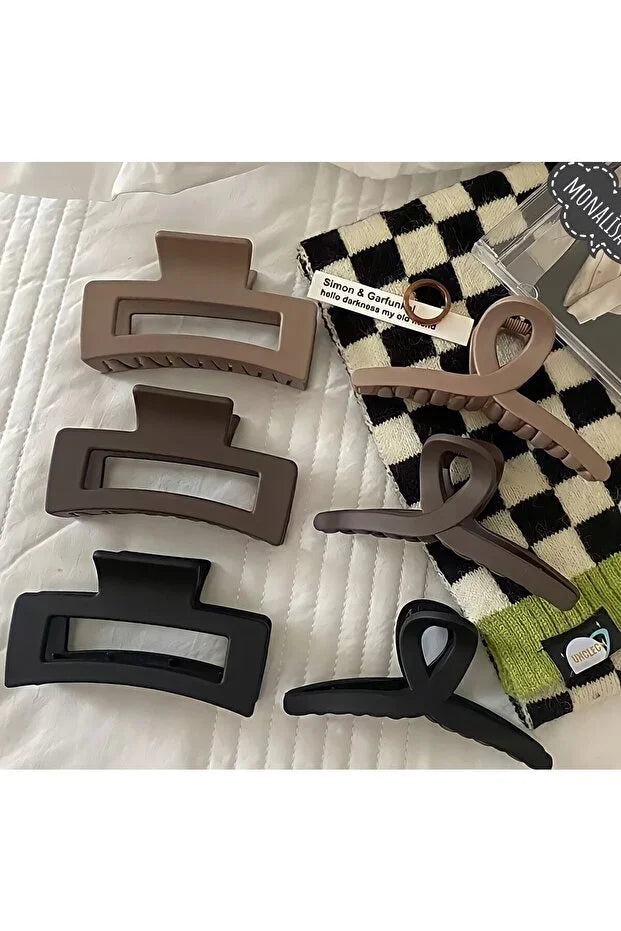 6 Piece Women Hair Tie Set Black and Brown Tones Soft Daily Use