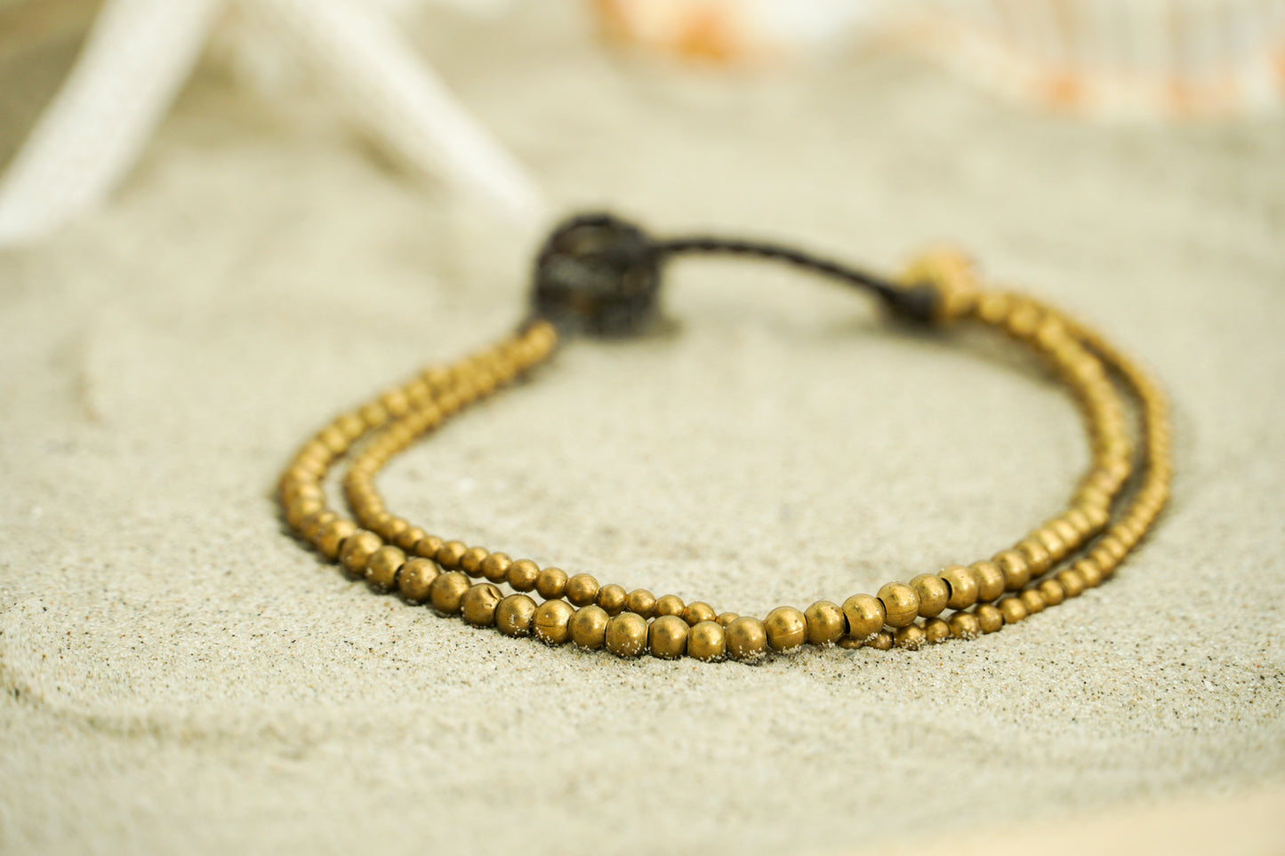Golden Double Strand Boho Brass Bracelet, Hippie Bracelet