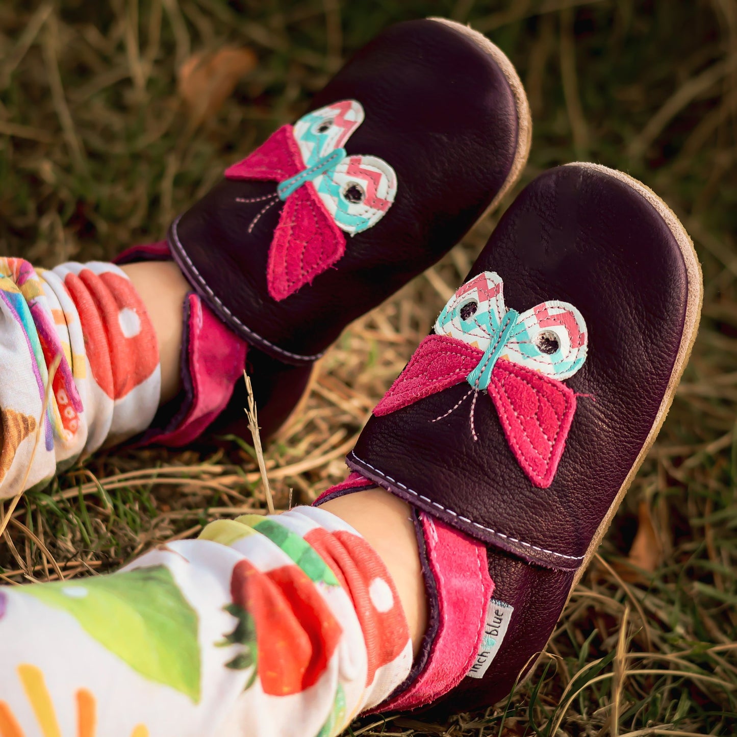 Leather Baby Shoes - Papillon Violet - Inch Blue