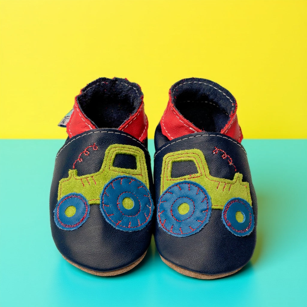 Leather Baby Shoes - Tractor Navy - Inch Blue