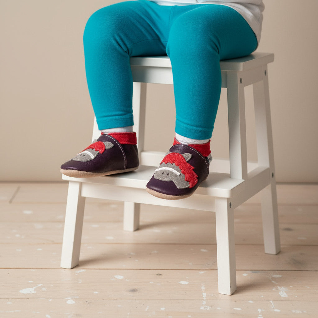 Leather Baby Shoes - Horse Violet - Inch Blue