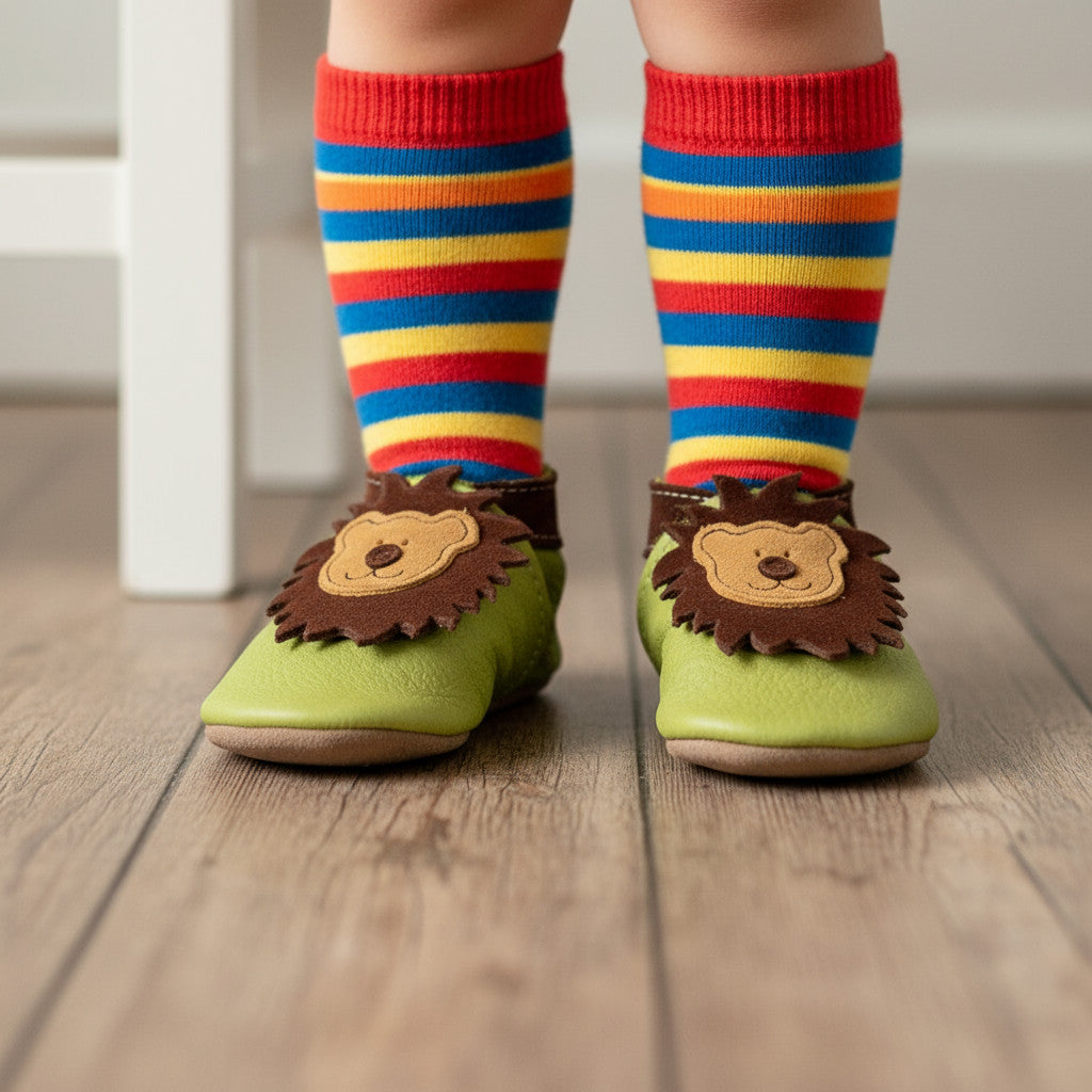 Leather Baby Shoes - Leo Pistachio - Inch Blue