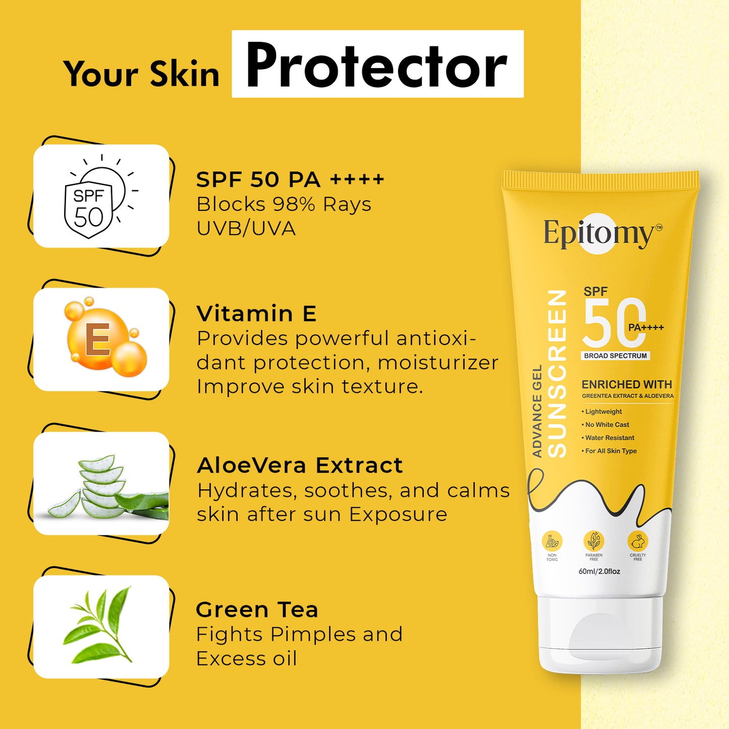SPF 50 PA++++ Sunscreen Gel for All Skin 60ml