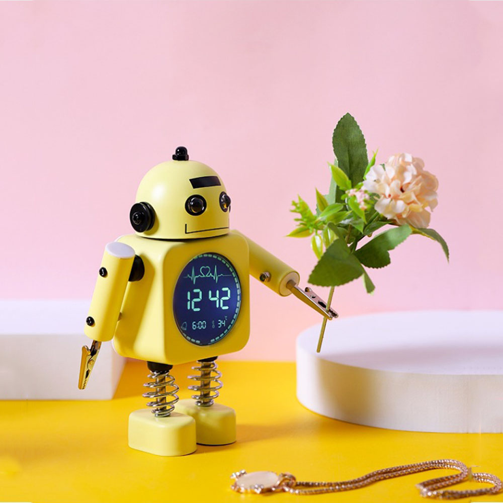 Robot Smart Digital Alarm Clock Temperature Display For Gifts