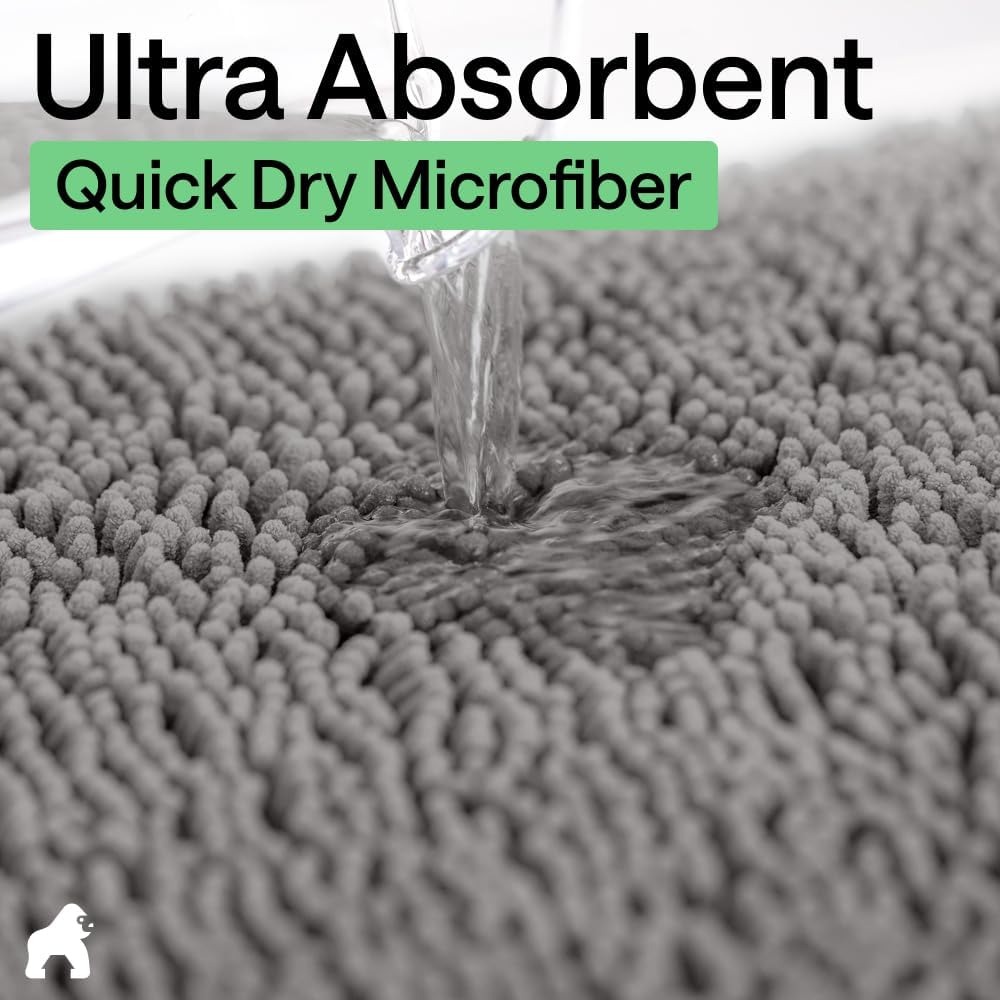 Chenille Bath Rug Mat, 24 x 17 Inches, Soft Absorbent Bathroom Rug