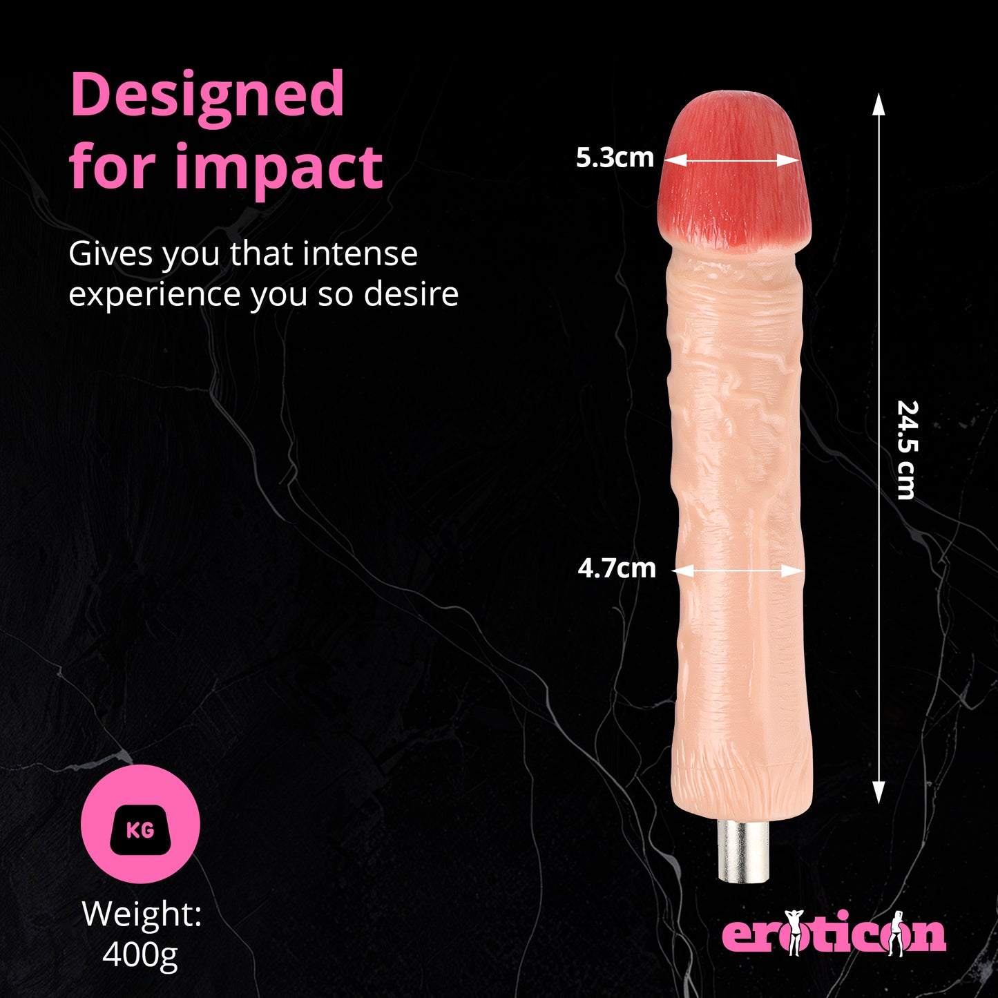 Dildo Attachment 24.5cm White for Eroticon Fucking Machine