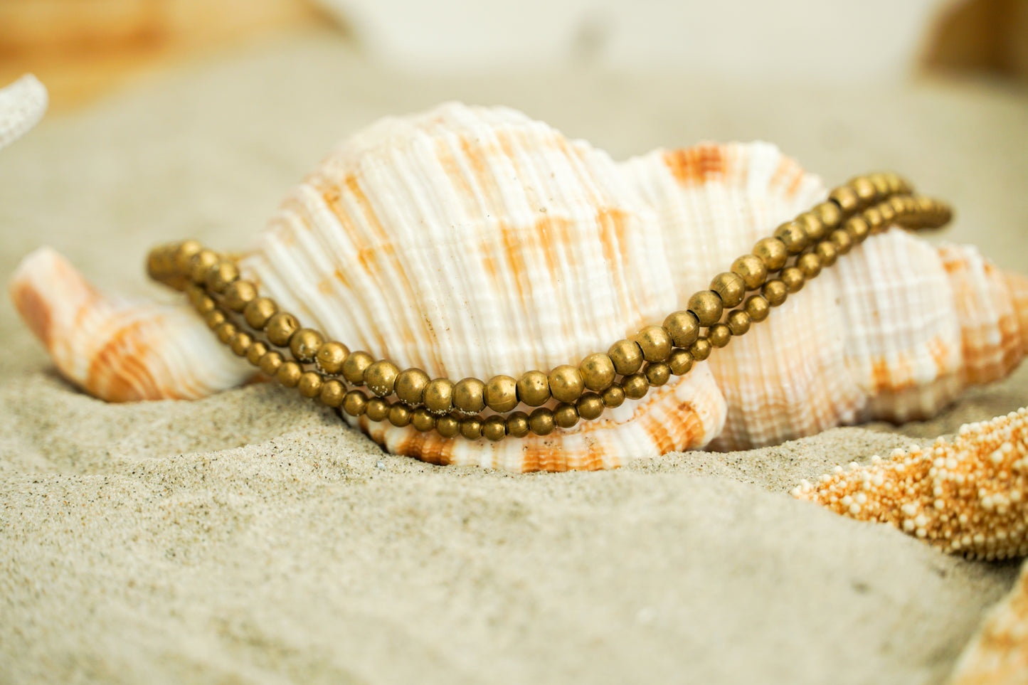 Golden Double Strand Boho Brass Bracelet, Hippie Bracelet