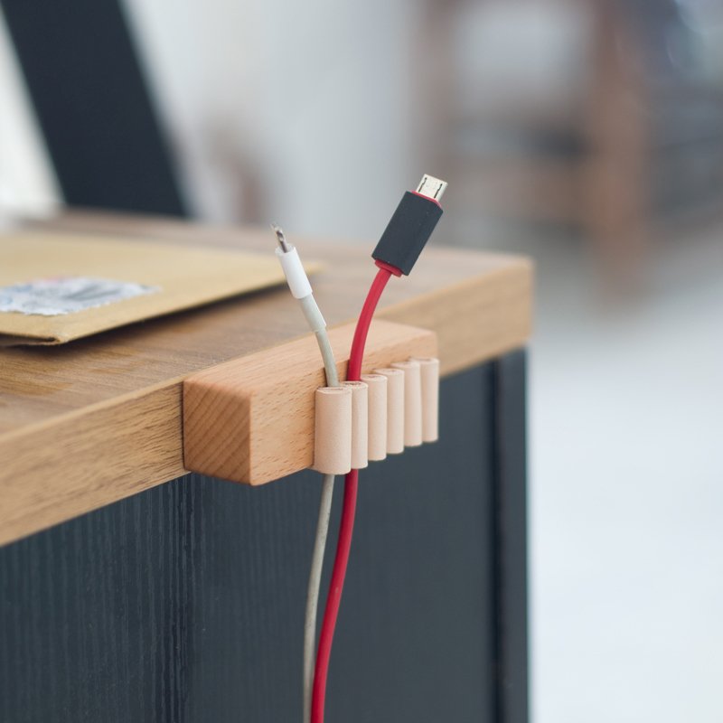 Wooden Genuine leather Cable Manager