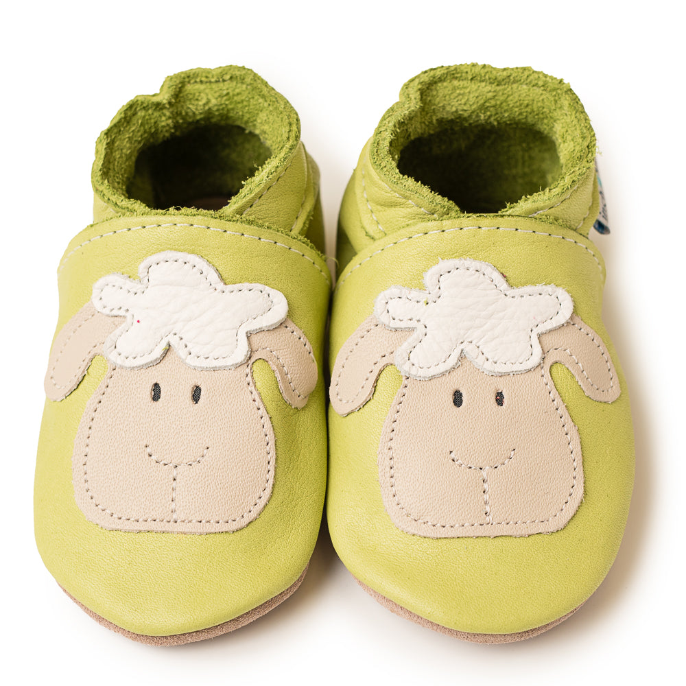 Leather Baby Shoes - Lamb Pistachio - Inch Blue