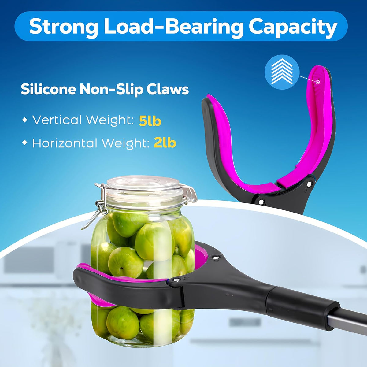 32-Inch Foldable Reacher Grabber Tool with Rotating Jaw & Magnet