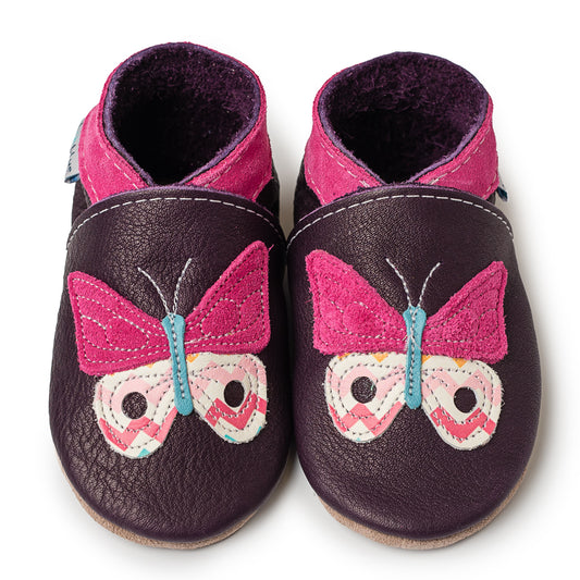 Leather Baby Shoes - Papillon Violet - Inch Blue