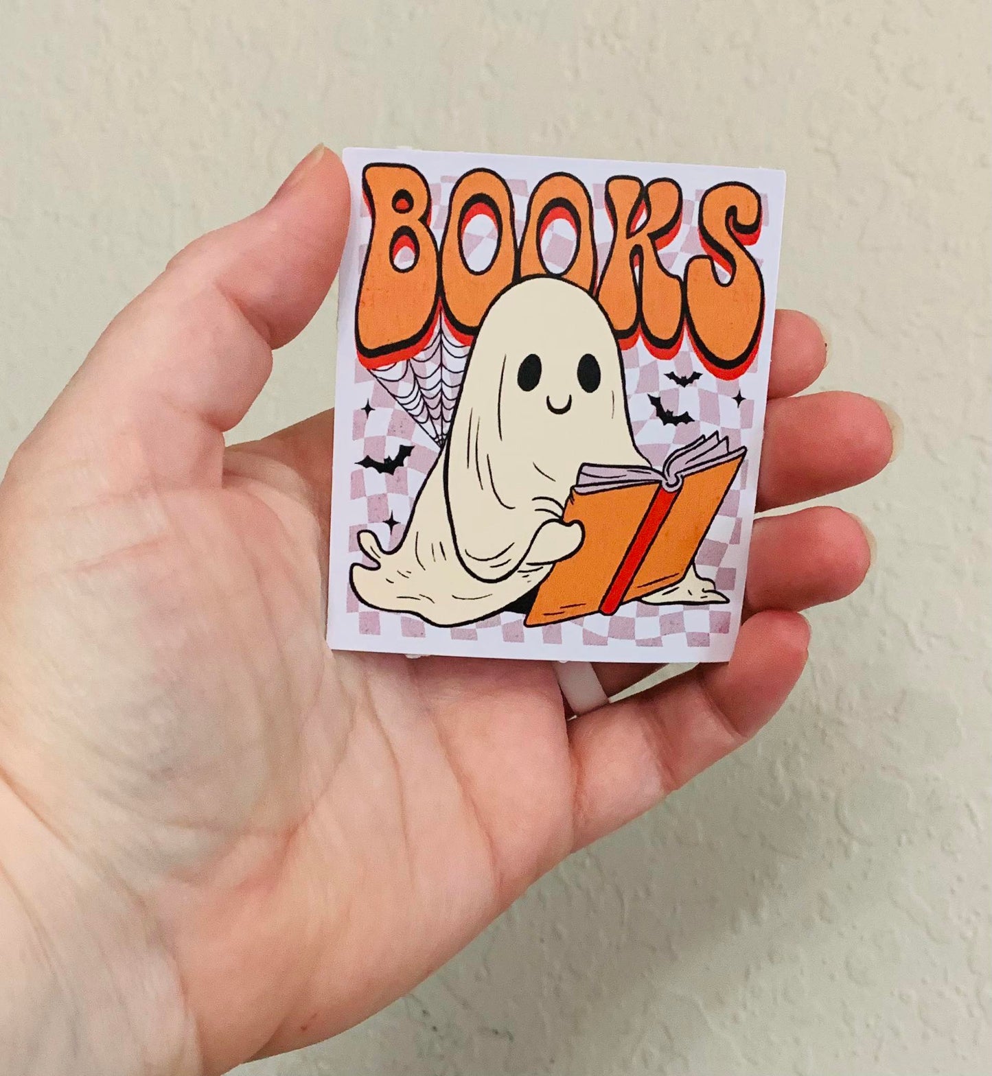 Retro Orange Books-Creepy Reader Stickers/Magnet