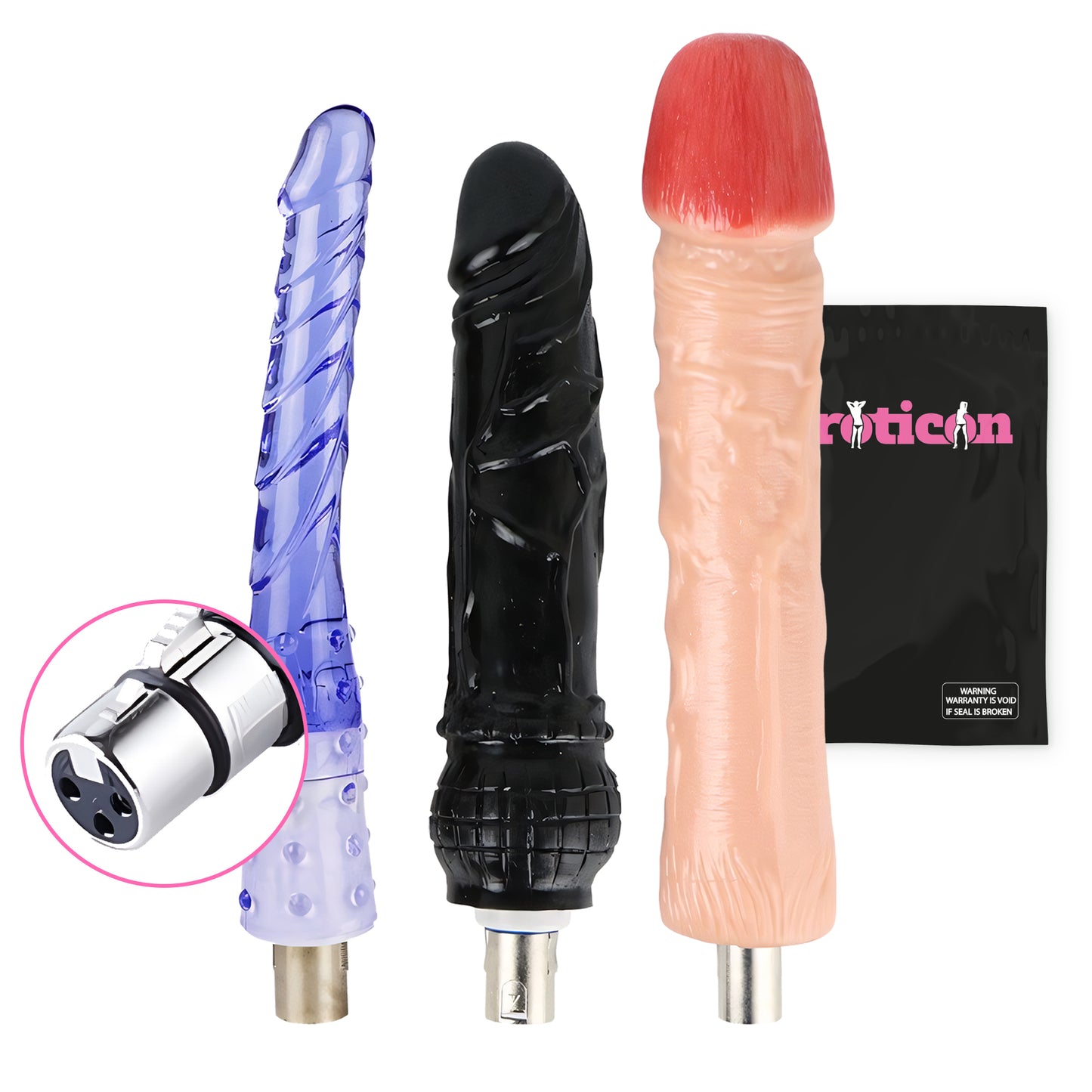 Eroticon Long Pecker Package Bundle with 3 Attachments