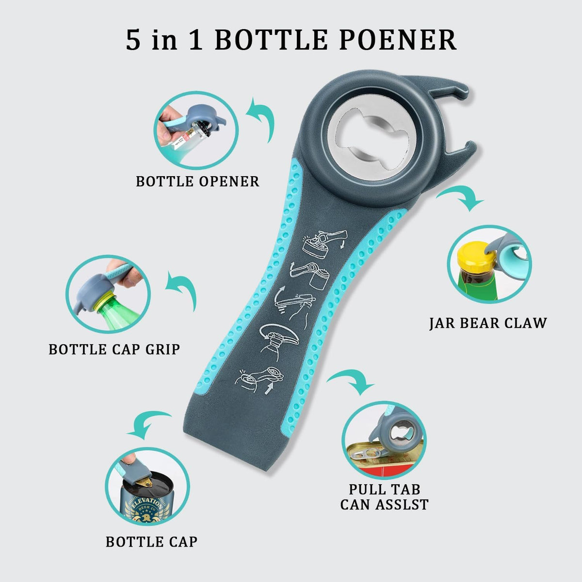 5-in-1 Jar Opener Set for Easy Bottle & Lid Opening