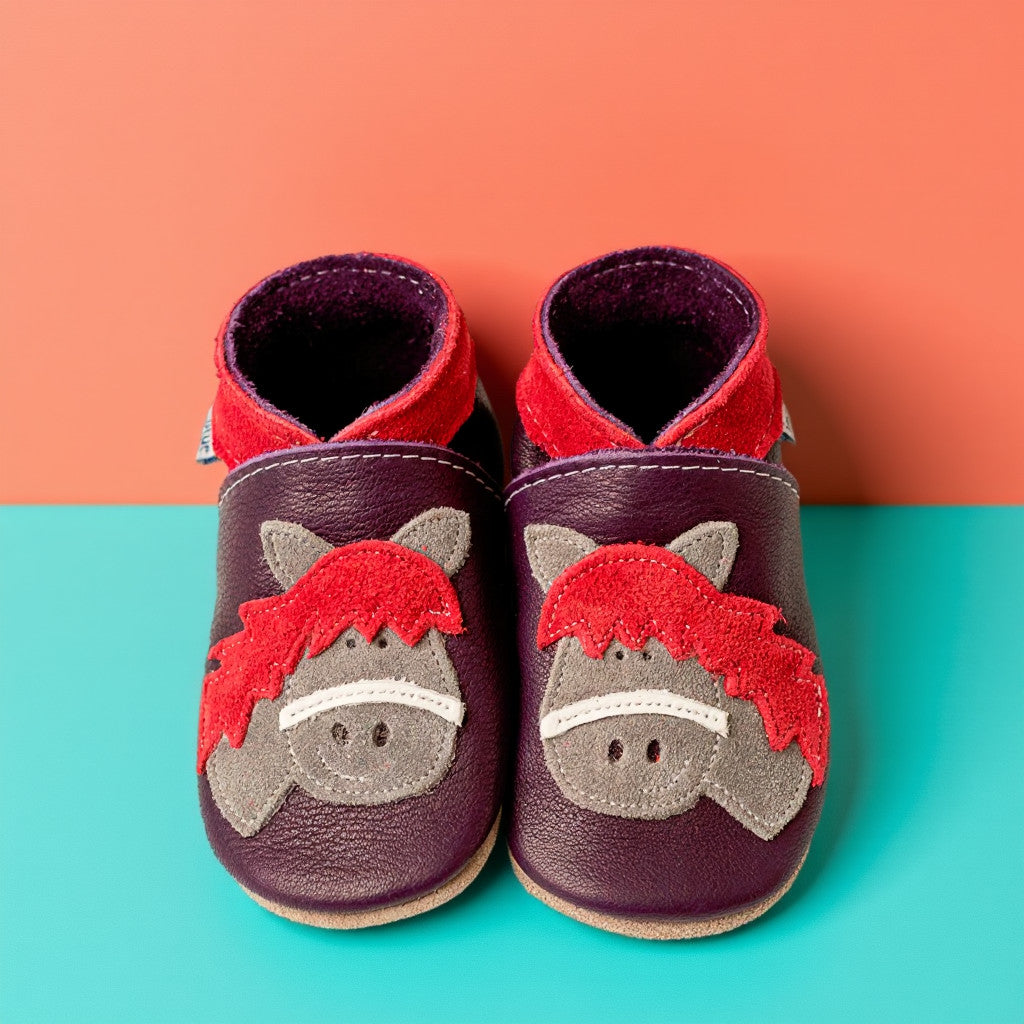 Leather Baby Shoes - Horse Violet - Inch Blue