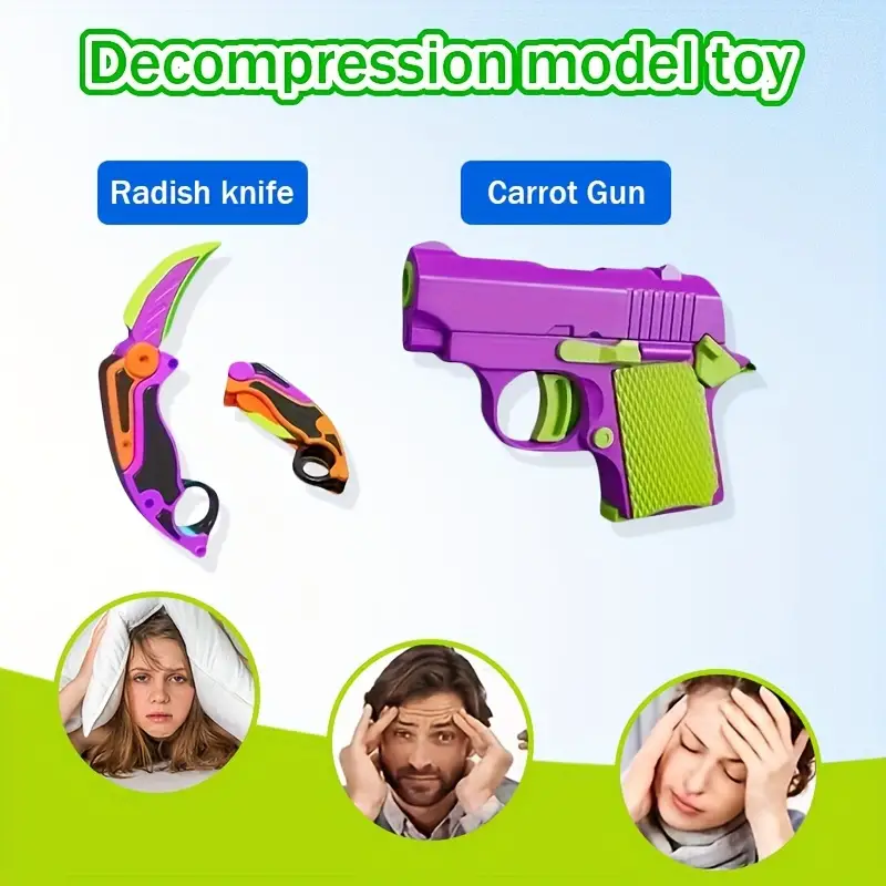 2pcs Fidget Toy Set Claw Knife mini Gun