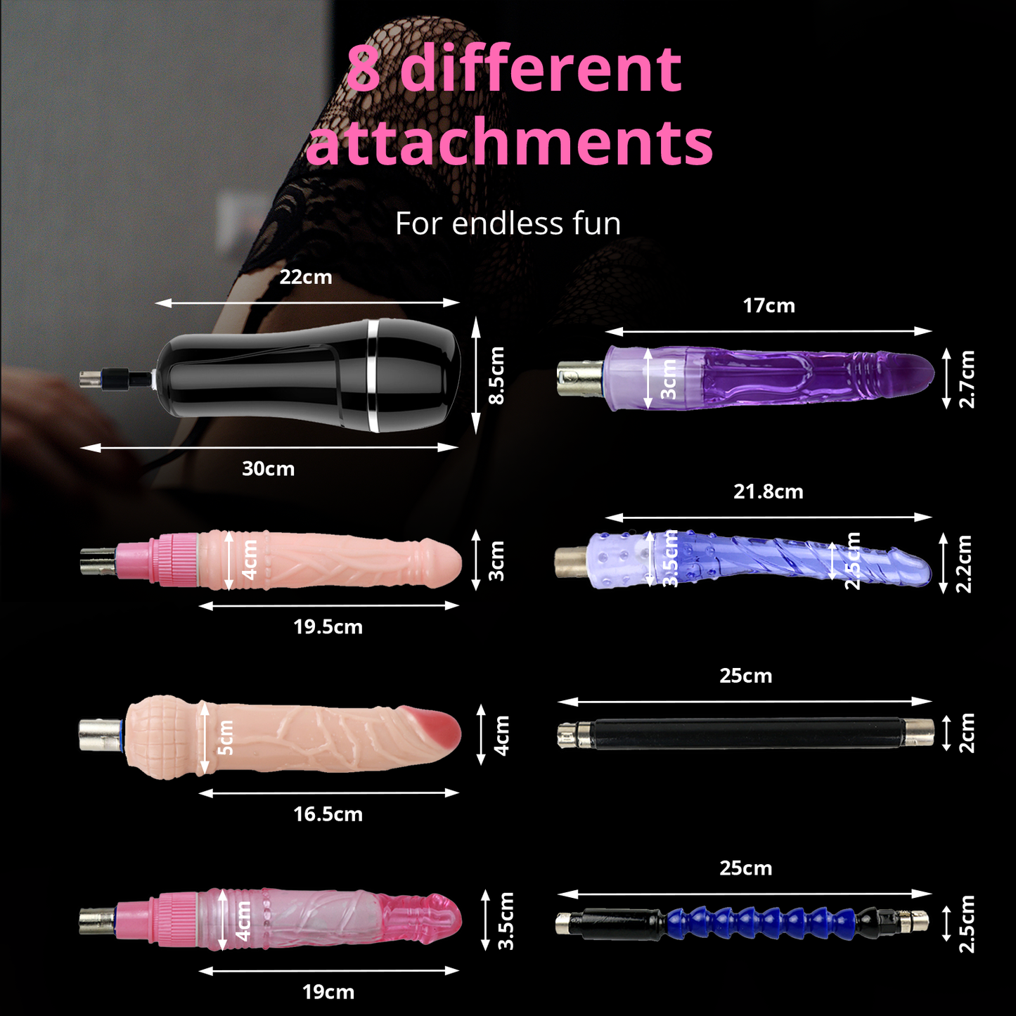 Khalifa Sex machine by Eroticon with 8 attachments