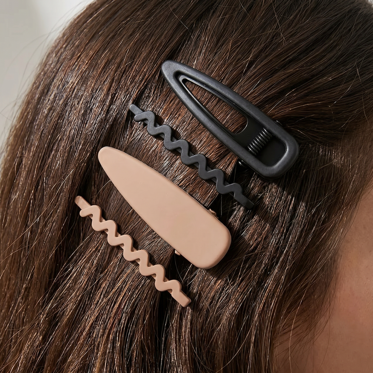Pomchies Barrette Set | Hair Clips in Olive Camo & Black/Nude