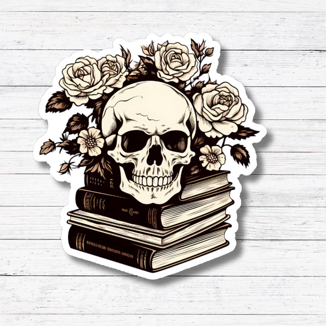 Rose Skull Books- Creepy Reader Stickers/Magnet