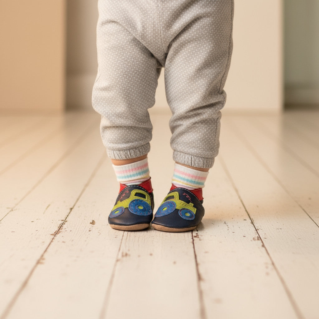 Leather Baby Shoes - Tractor Navy - Inch Blue