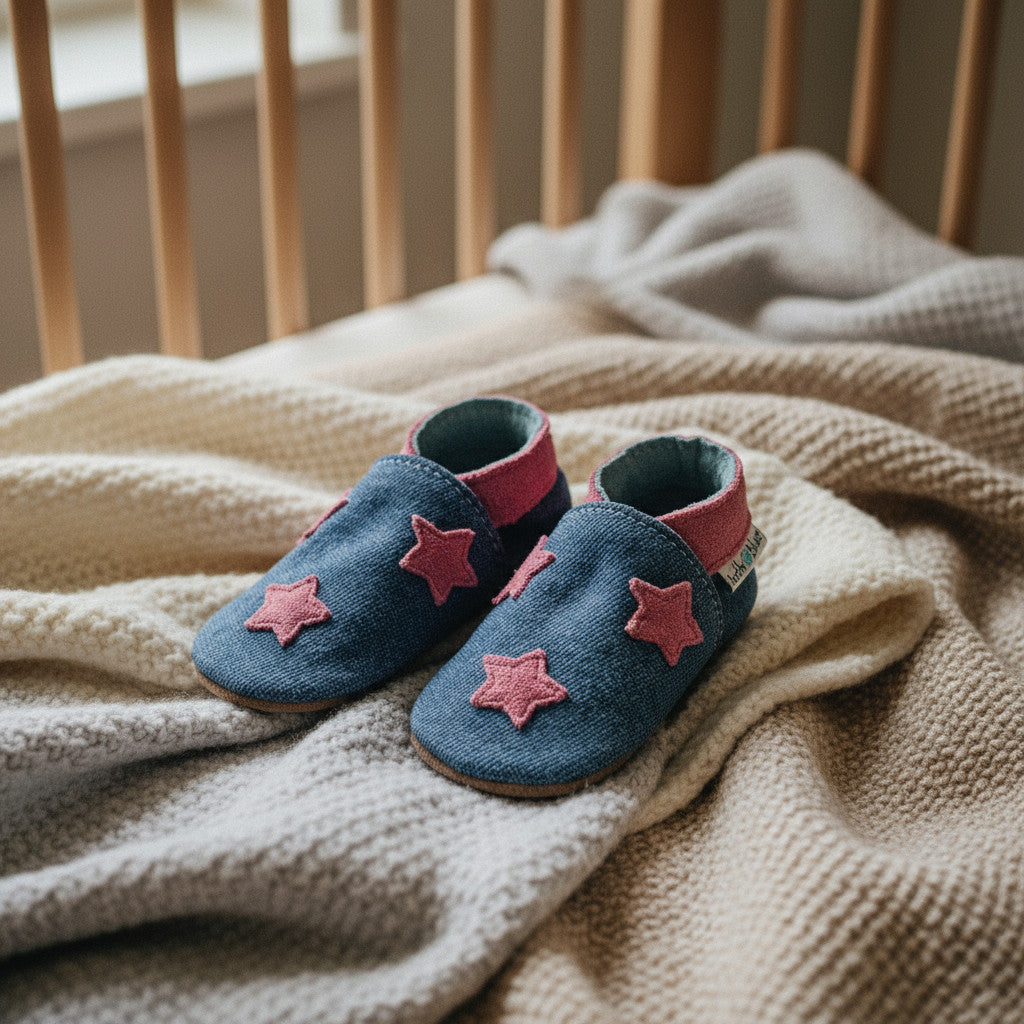 Leather Baby Shoes - Stardom Blue Denim/Pink - Inch Blue