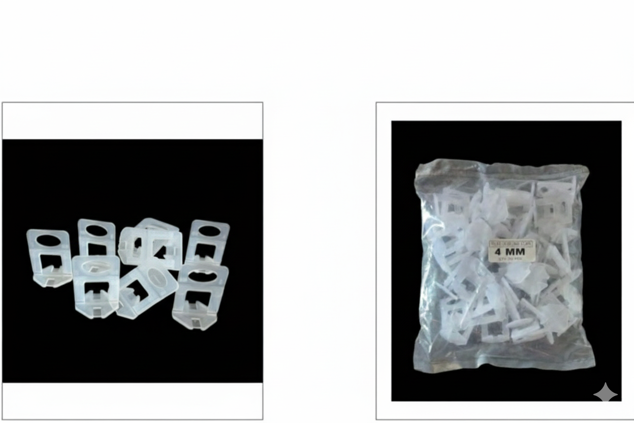 4mm Tile Spacers – White Plastic Clips (Pack of 100)