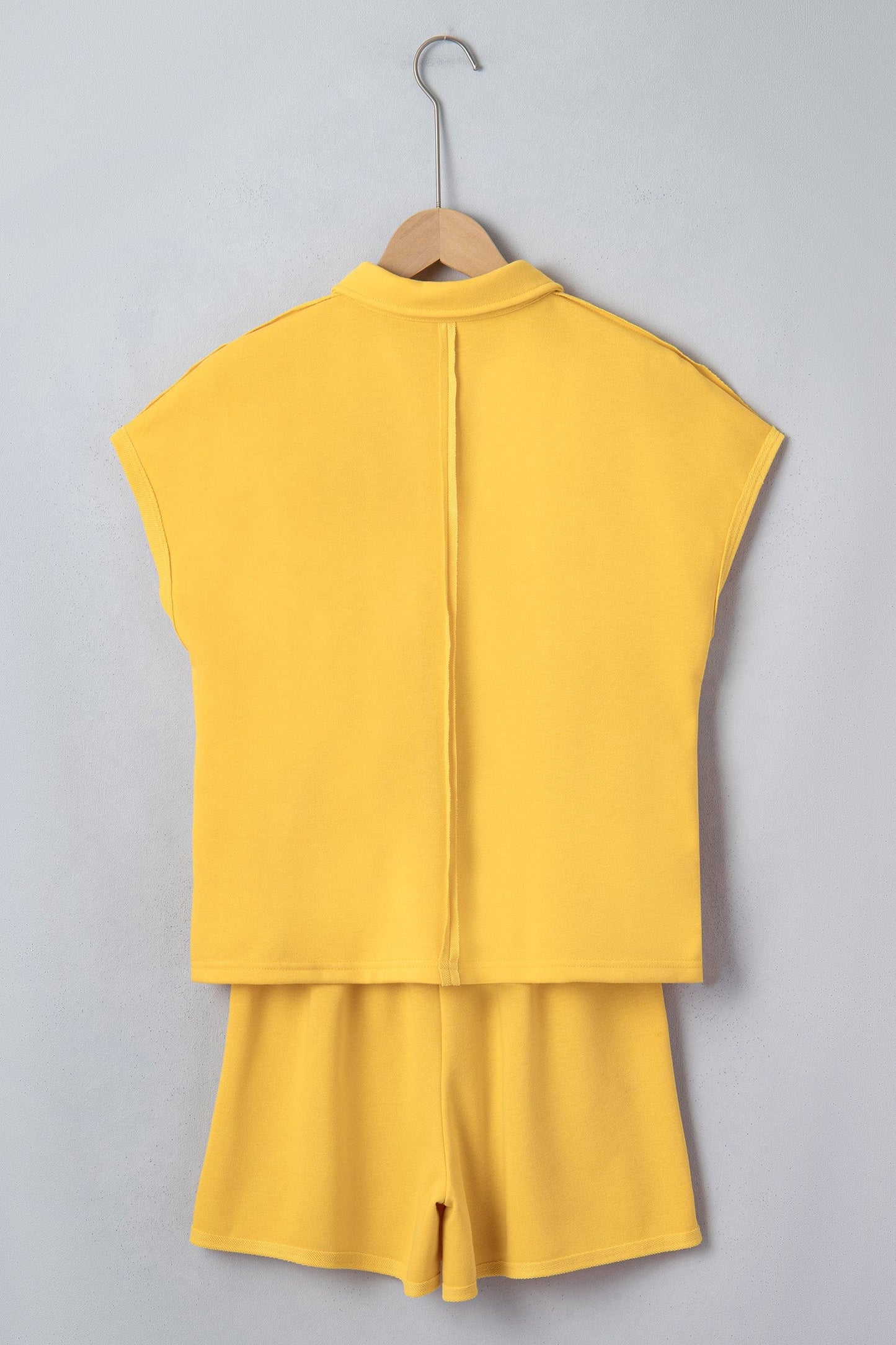Solid Polo Tee & Elastic Waist Short Set