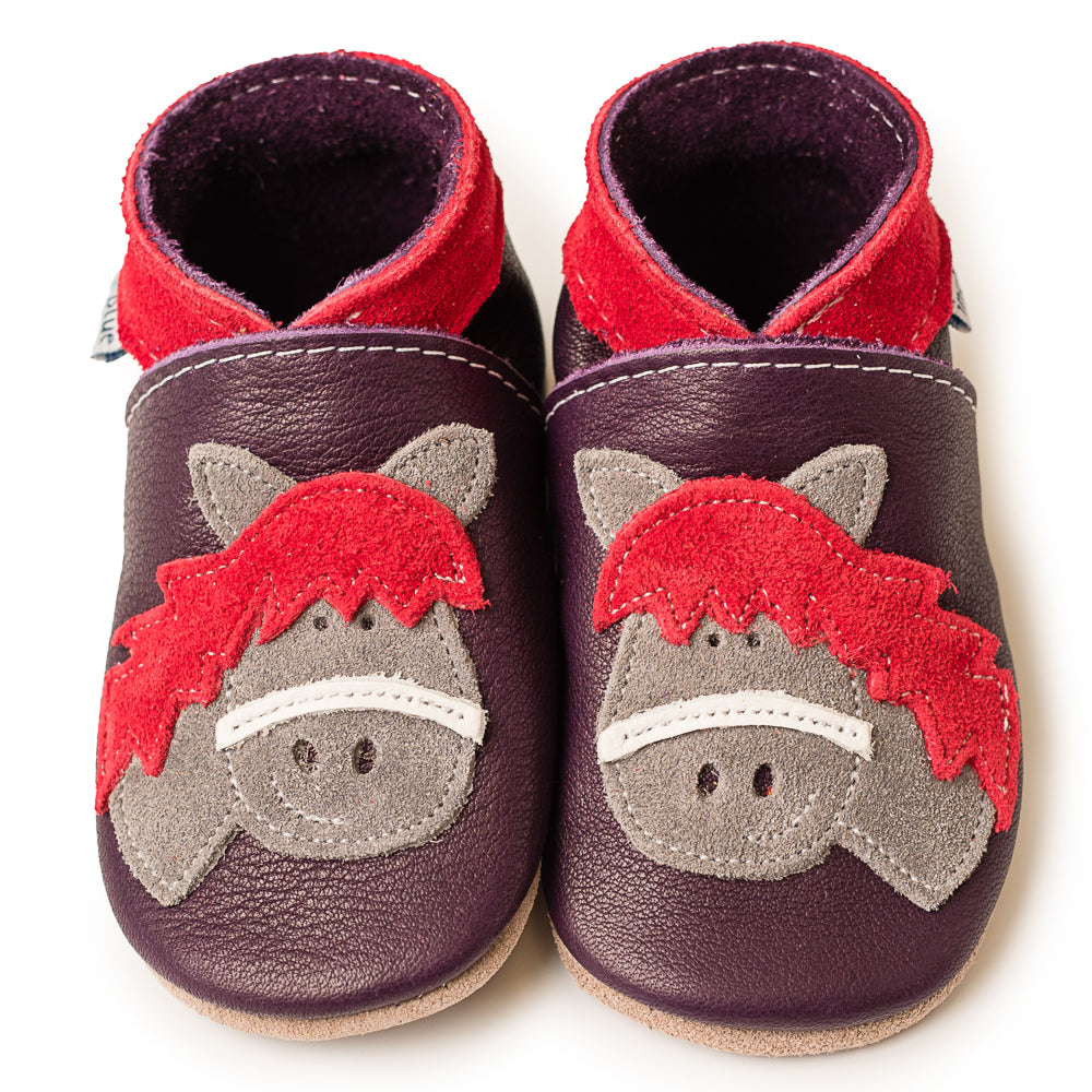 Leather Baby Shoes - Horse Violet - Inch Blue