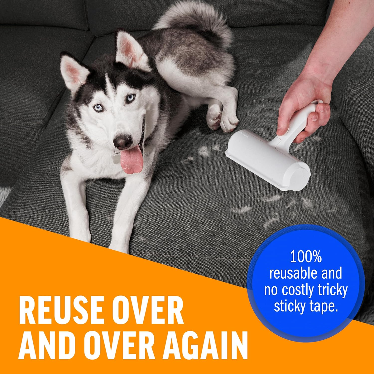 Reusable Pet Hair Remover Roller for Dogs & Cats, Furniture & Carpet