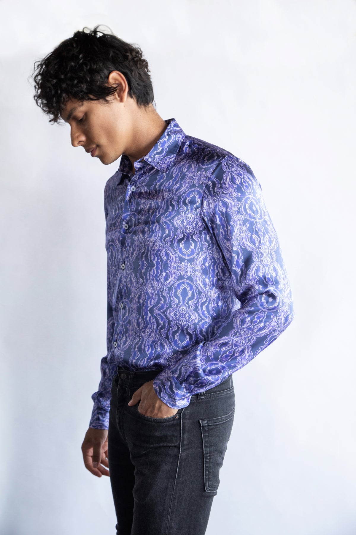 HYPNOTIC PURPLE 100% SILK SHIRT