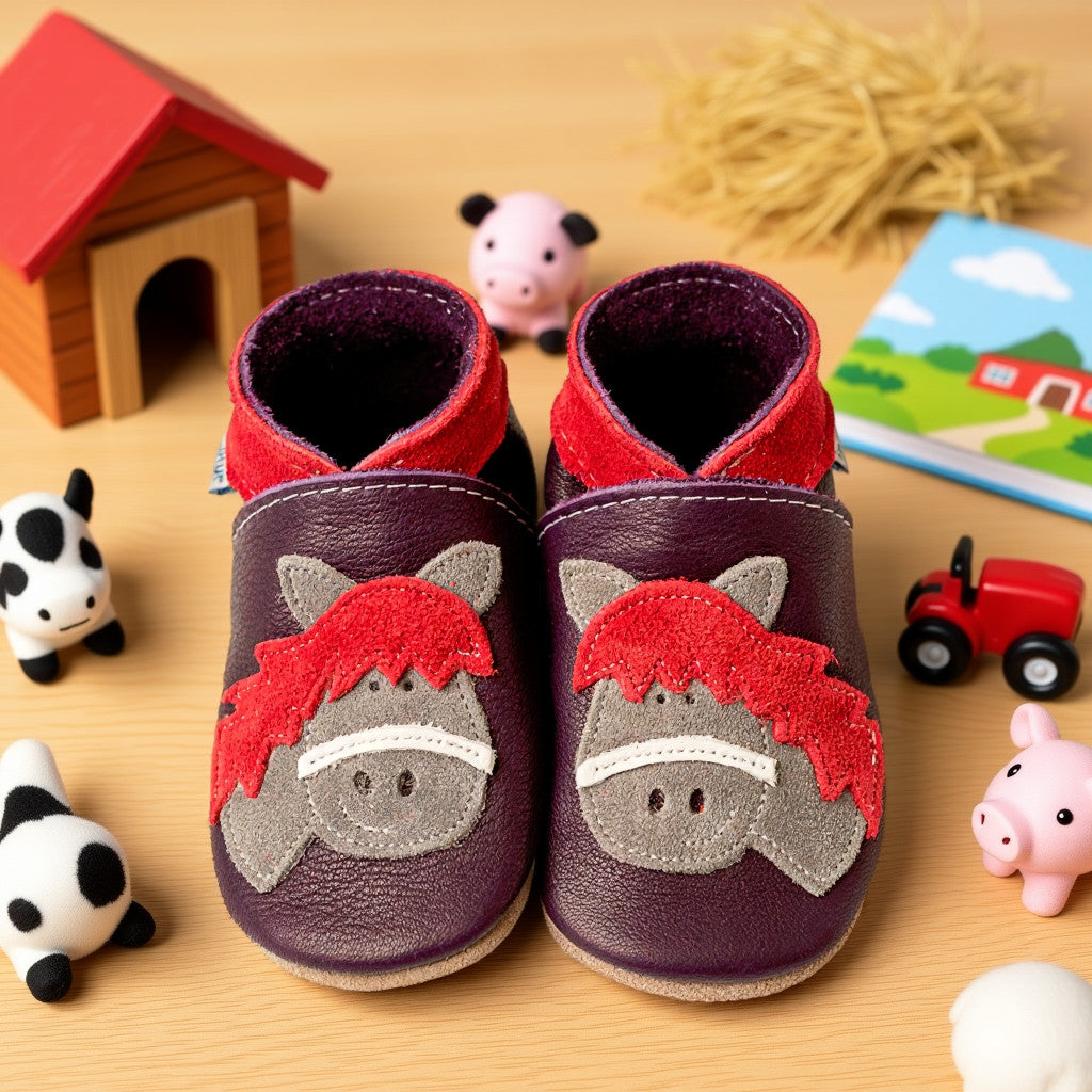 Leather Baby Shoes - Horse Violet - Inch Blue
