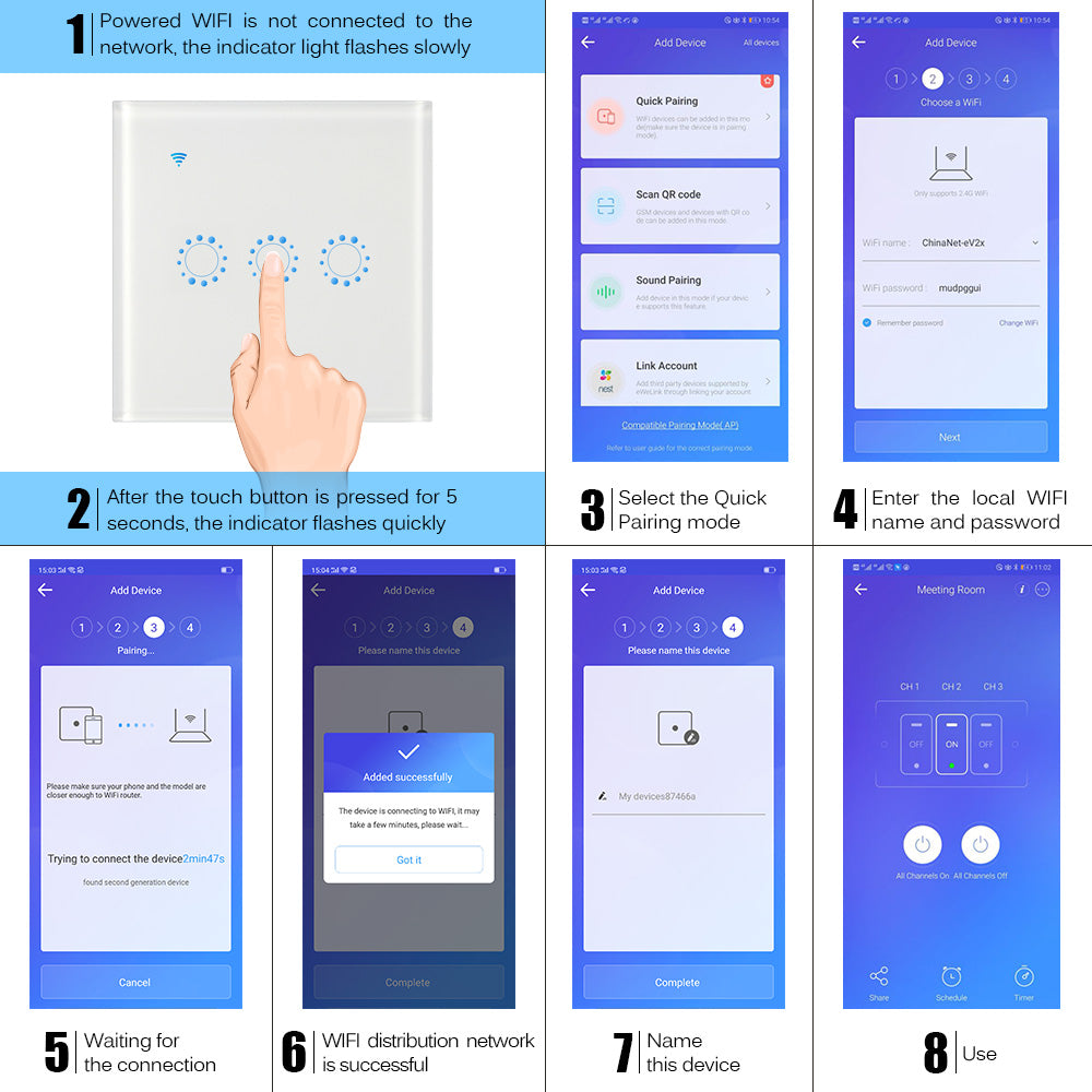 86 Type Smart Home Touch Switch EU Standard