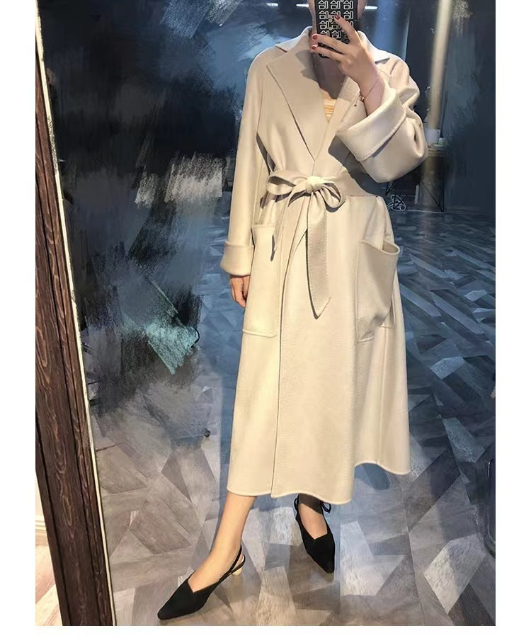 Women's Fashion Double-Sided Cashmere Water Ripple Coat – Luxury &
