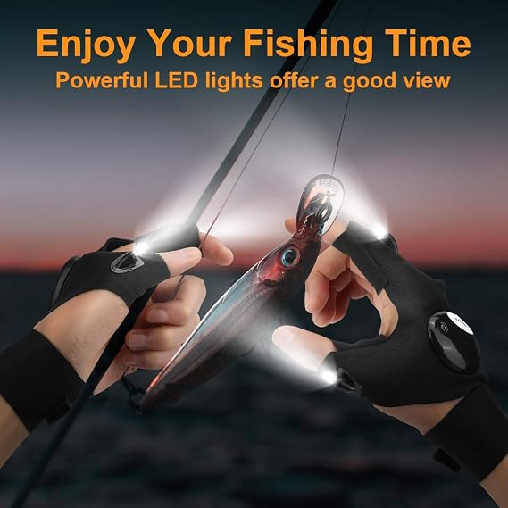 LED Flashlight Gloves, Hands-Free Finger Lights for Work & Outdoor